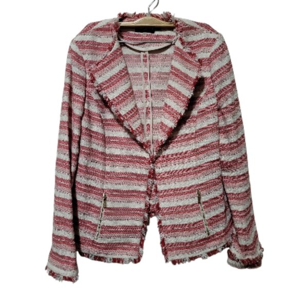 Karl Lagerfeld tweed pink and white Blazer size 8 - Picture 4 of 8